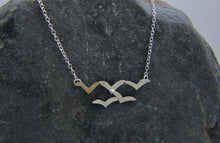 Load image into Gallery viewer, Soaring High Flock of Gulls 9ct Gold and Sterling Stilver Necklace