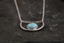 Load image into Gallery viewer, Larimar and Sterling Silver Cove Semi Circle Pendant Necklace