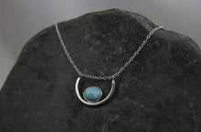 Load image into Gallery viewer, Larimar and Sterling Silver Cove Semi Circle Pendant Necklace