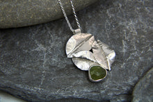 Load image into Gallery viewer, Green Sapphire Leaf Trio Long Pendant