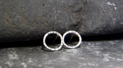 Hammered Circle Stud Earrings - Lucy Symons Jewellery