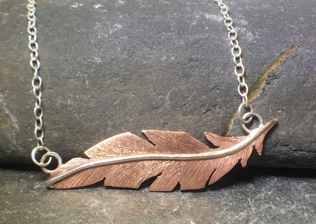 Floating Feather Copper Necklace - Lucy Symons Jewellery