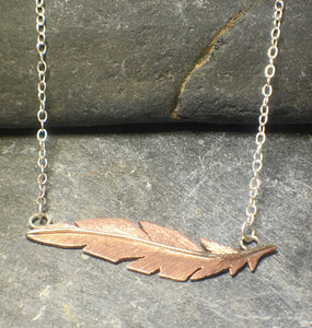 Floating Feather Copper Necklace - Lucy Symons Jewellery