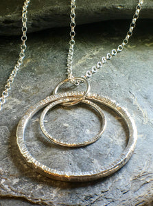 Double Circle Long Statement Pendant - Lucy Symons Jewellery