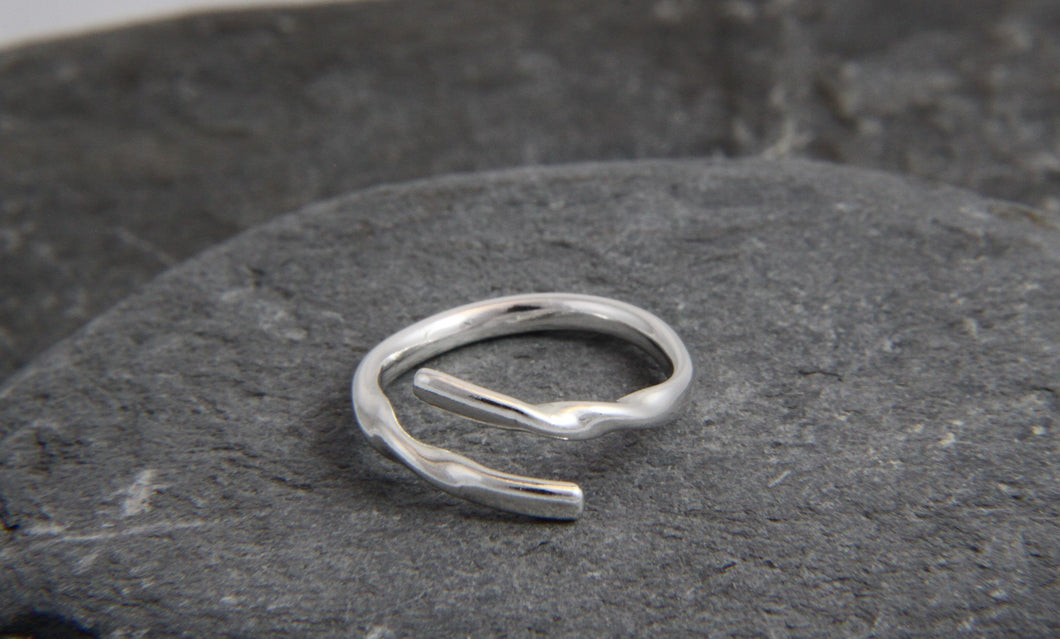 Rolling Waves Adjustable Wrap Ring - Lucy Symons Jewellery