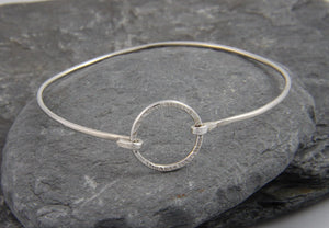 Hammered Circle Clasp Bangle - Lucy Symons Jewellery
