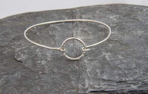 Hammered Circle Clasp Bangle - Lucy Symons Jewellery